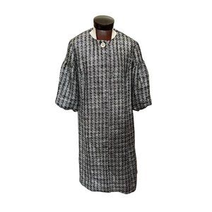 Spiegel Womens Wool Blend Dress Coat Balloon Sleeve Metallic Silver Black‎ Sz 18